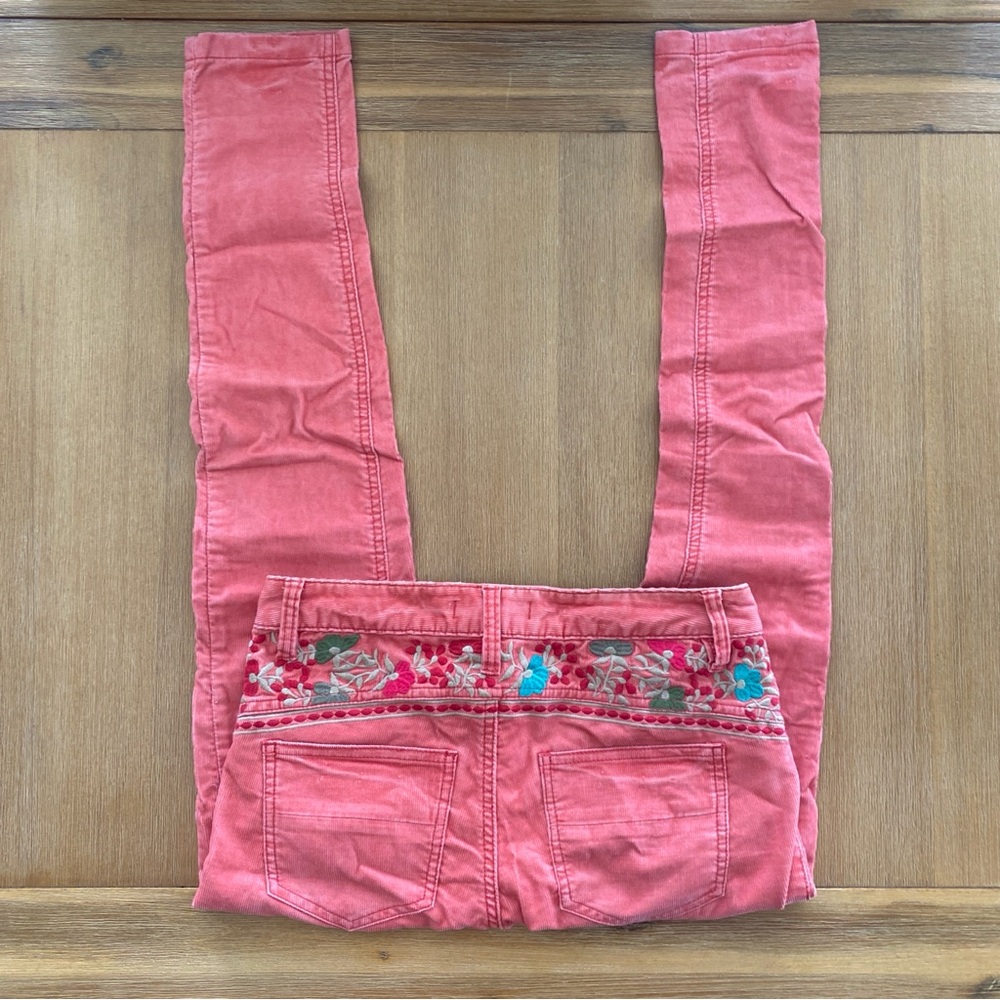 Free People Floral Embroidered Corduroy Pants - Pink - size 25